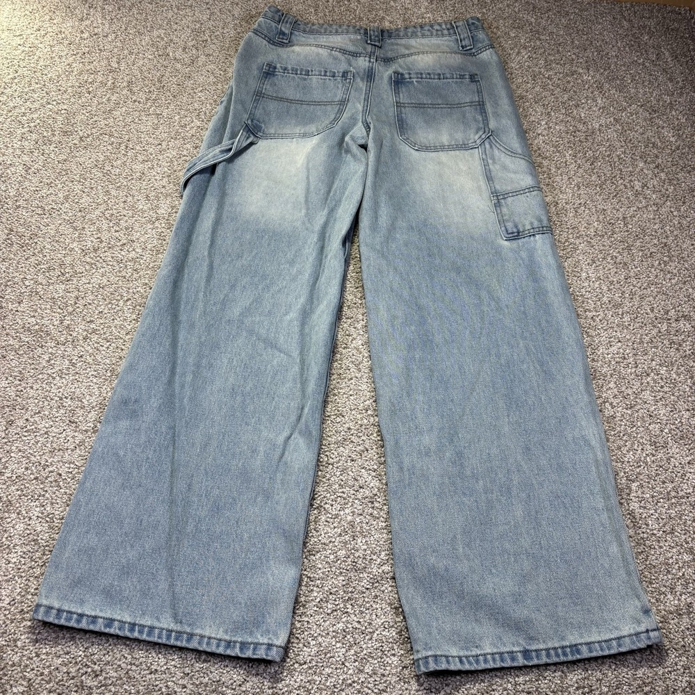 Edikted Wide Leg Jeans Womens M 29 Blue Light Wash Relaxed Cargo Carpenter Denim